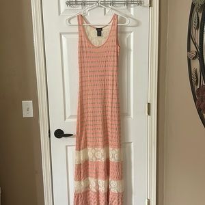 Cute, pink and white lace maxi dress
